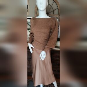 Rachel Zoe camel color A-line satin slip skirt, Sz 2 EUC